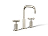 KOHLER K-14406-3 Purist Widespread bathroom sink faucet with Cross handles, 1.2 gpm, vibrant brushed nickel