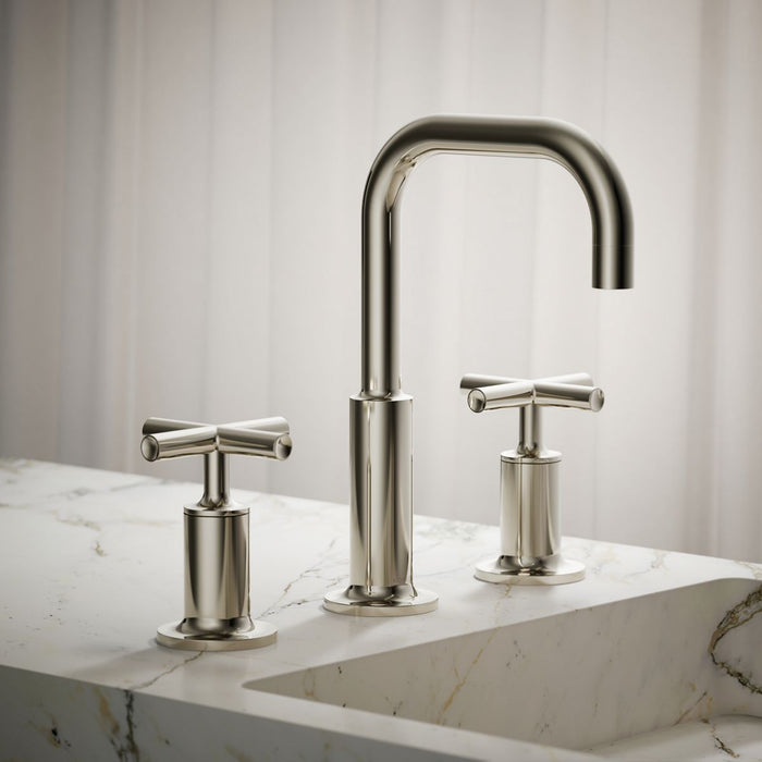 KOHLER K-14406-3 Purist Widespread bathroom sink faucet with Cross handles, 1.2 gpm