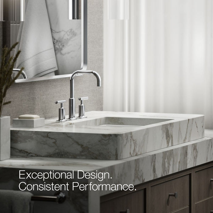 KOHLER K-14406-4 Purist Widespread bathroom sink faucet with Lever handles, 1.2 gpm
