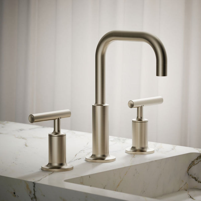 KOHLER K-14406-4 Purist Widespread bathroom sink faucet with Lever handles, 1.2 gpm, vibrant brushed nickel - view 4