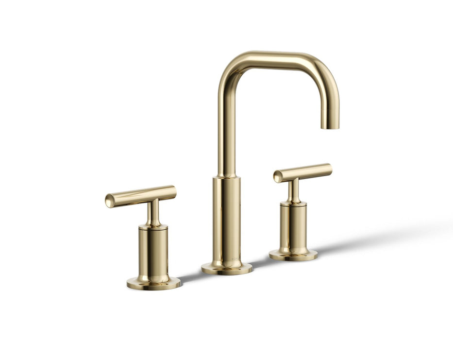 KOHLER K-14406-4 Purist Widespread bathroom sink faucet with Lever handles, 1.2 gpm, vibrant french gold