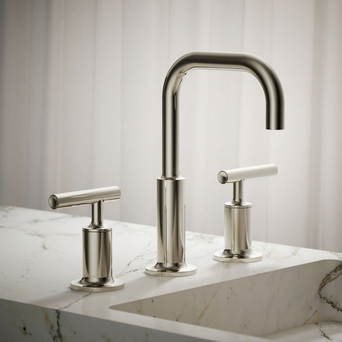 KOHLER K-14406-4 Purist Widespread bathroom sink faucet with Lever handles, 1.2 gpm