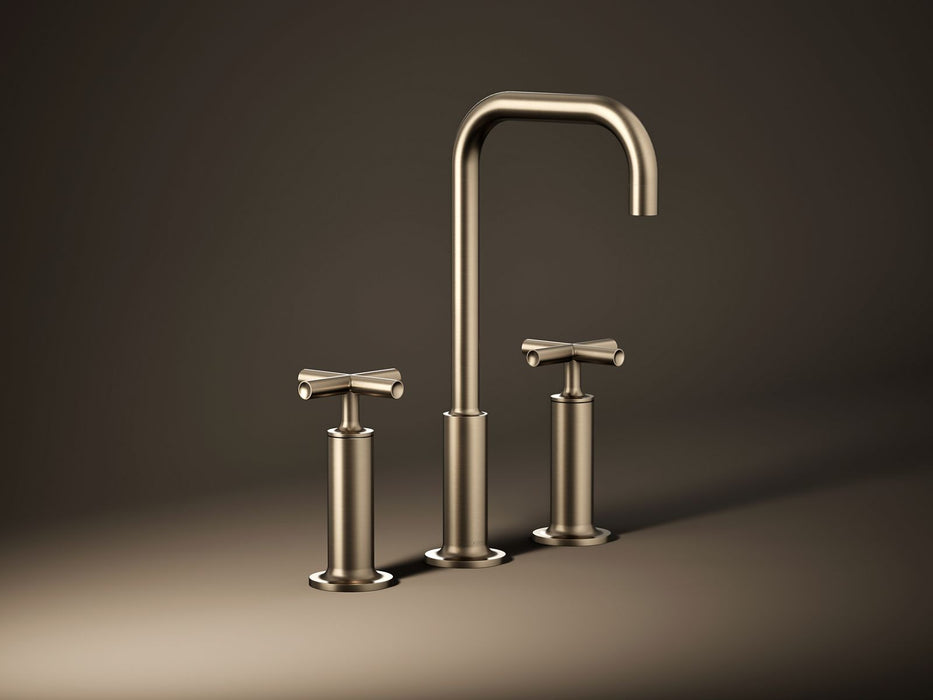 KOHLER K-14408-3 Purist Widespread bathroom sink faucet with Cross handles, 1.2 gpm