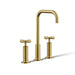 KOHLER K-14408-3 Purist Widespread bathroom sink faucet with Cross handles, 1.2 gpm, vibrant brushed moderne brass