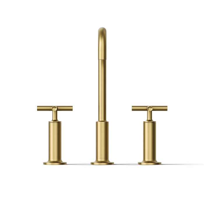 KOHLER K-14408-3 Purist Widespread bathroom sink faucet with Cross handles, 1.2 gpm, vibrant brushed moderne brass - view 3
