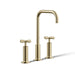 KOHLER K-14408-3 Purist Widespread bathroom sink faucet with Cross handles, 1.2 gpm, vibrant french gold