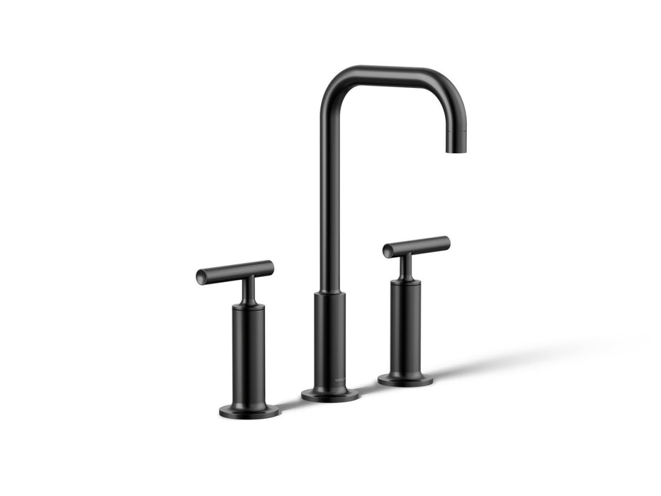 KOHLER K-14408-4 Purist Widespread bathroom sink faucet with Lever handles, 1.2 gpm, matte black