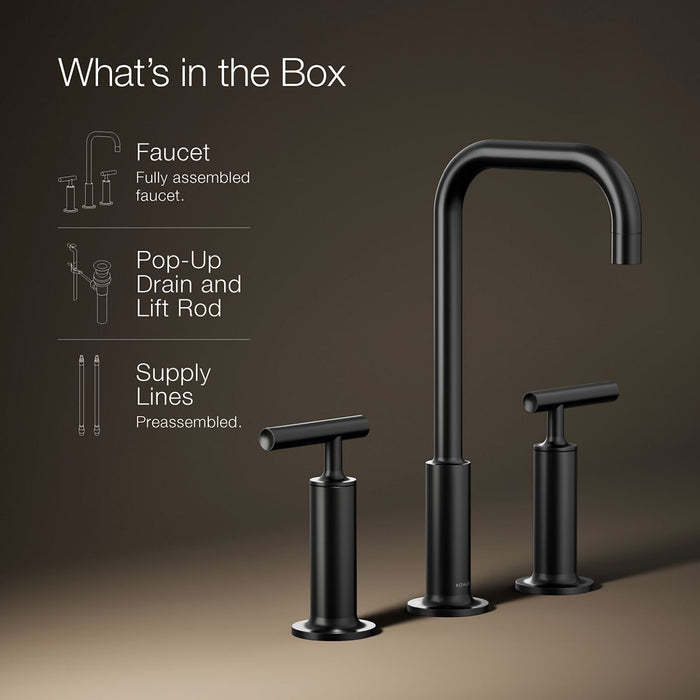 KOHLER K-14408-4 Purist Widespread bathroom sink faucet with Lever handles, 1.2 gpm, matte black - view 5
