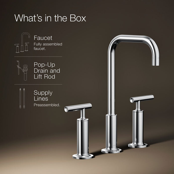 KOHLER K-14408-4 Purist Widespread bathroom sink faucet with Lever handles, 1.2 gpm