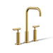 KOHLER K-14408-4 Purist Widespread bathroom sink faucet with Lever handles, 1.2 gpm, vibrant brushed moderne brass