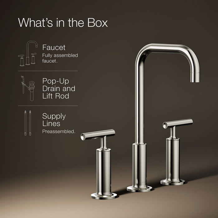 KOHLER K-14408-4 Purist Widespread bathroom sink faucet with Lever handles, 1.2 gpm