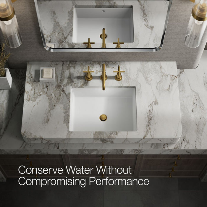 KOHLER K-14410-3 Purist Widespread bathroom sink faucet with Cross handles, 1.2 gpm, vibrant brushed moderne brass - view 3