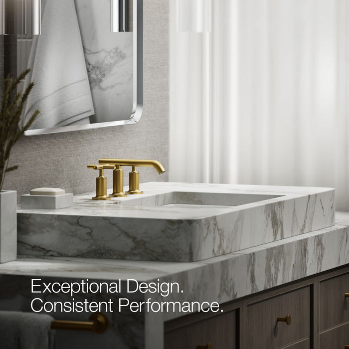 KOHLER K-14410-3 Purist Widespread bathroom sink faucet with Cross handles, 1.2 gpm, vibrant brushed moderne brass - view 4