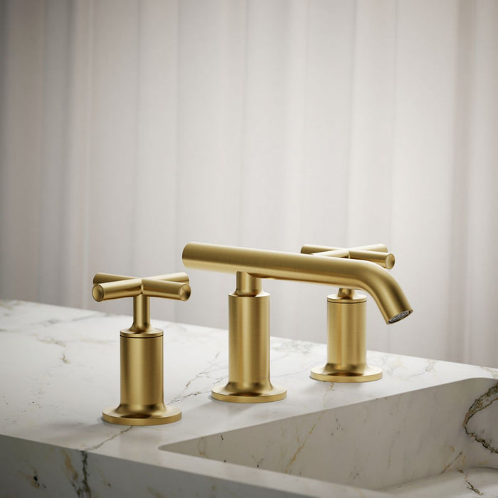 KOHLER K-14410-3 Purist Widespread bathroom sink faucet with Cross handles, 1.2 gpm, vibrant brushed moderne brass - view 5