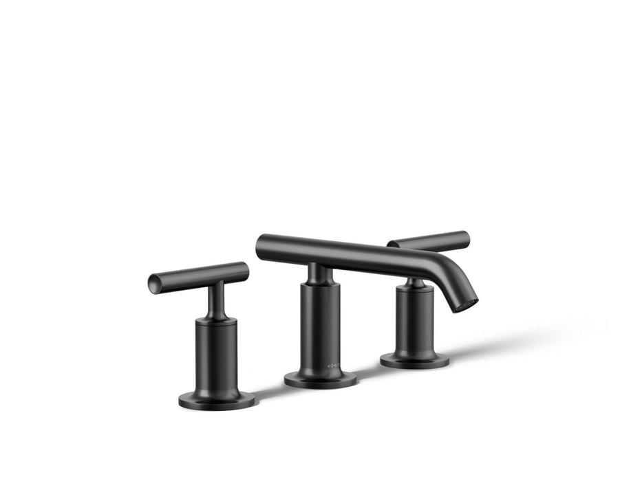 KOHLER K-14410-4 Purist Widespread bathroom sink faucet with Lever handles, 1.2 gpm, matte black