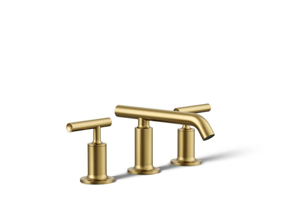 KOHLER K-14410-4 Purist Widespread bathroom sink faucet with Lever handles, 1.2 gpm, vibrant brushed moderne brass