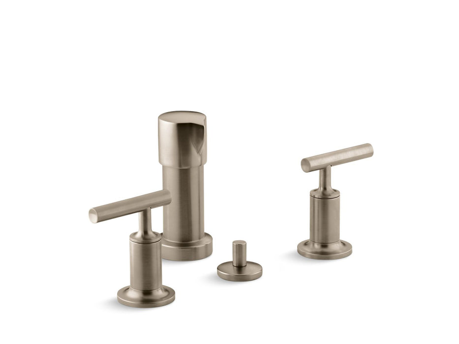 KOHLER K-14431-4 Purist Vertical spray bidet faucet with lever handles, vibrant brushed bronze