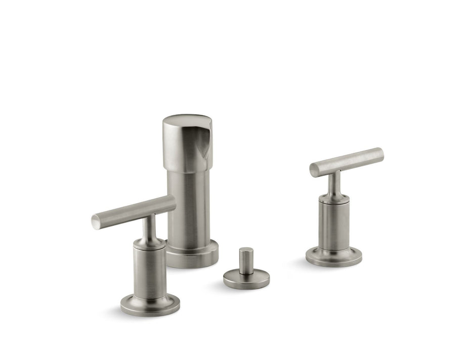 KOHLER K-14431-4 Purist Vertical spray bidet faucet with lever handles, vibrant brushed nickel