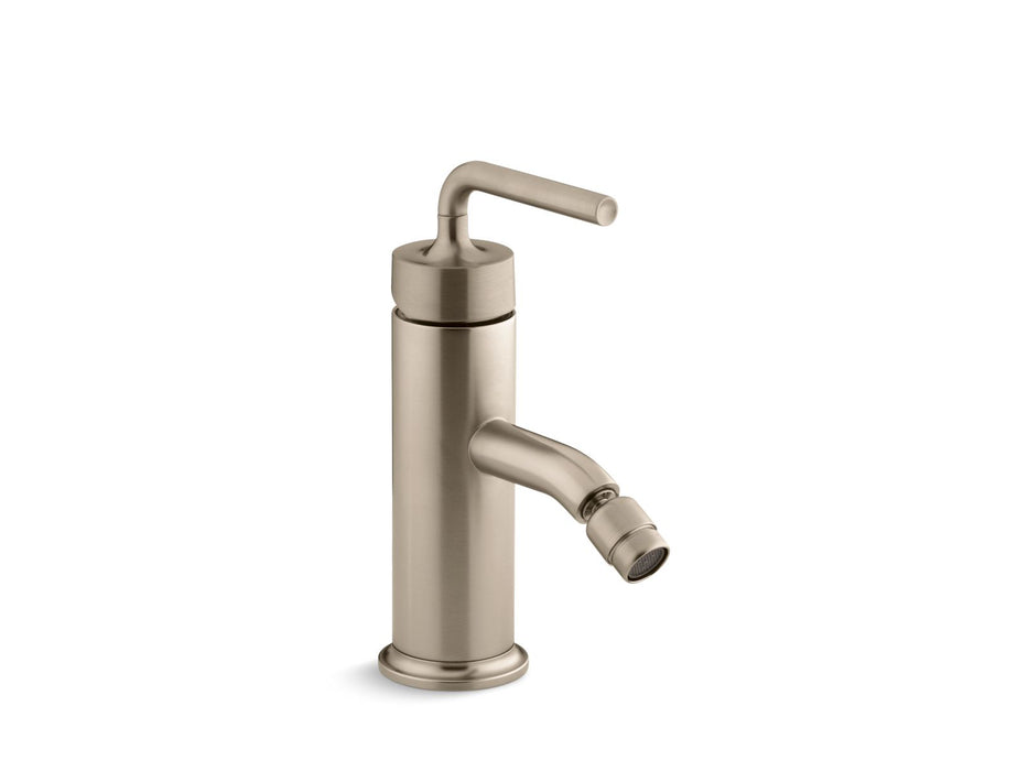 KOHLER K-14434-4A Purist Horizontal swivel spray aerator bidet faucet with straight lever handle, vibrant brushed bronze
