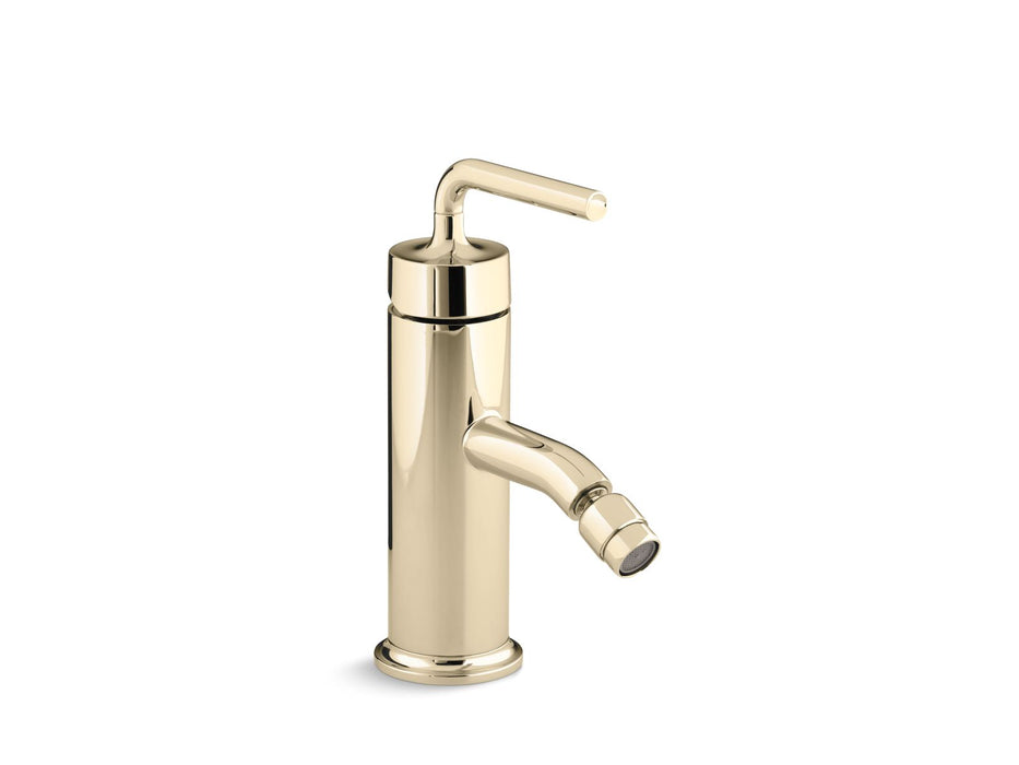 KOHLER K-14434-4A Purist Horizontal swivel spray aerator bidet faucet with straight lever handle, vibrant french gold