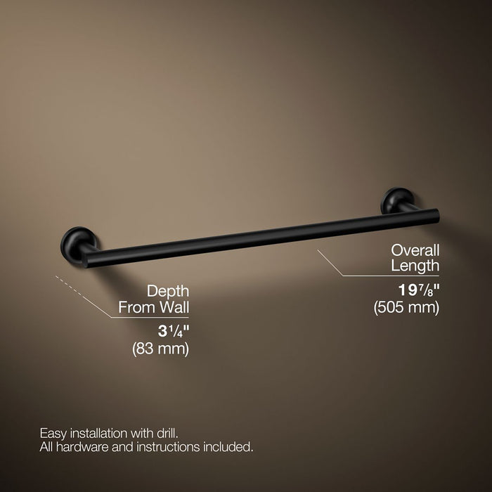 KOHLER K-14435 Purist 18" towel bar, matte black - view 5