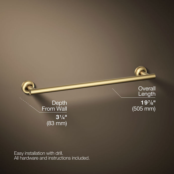 KOHLER K-14435 Purist 18" towel bar, vibrant brushed moderne brass - view 5