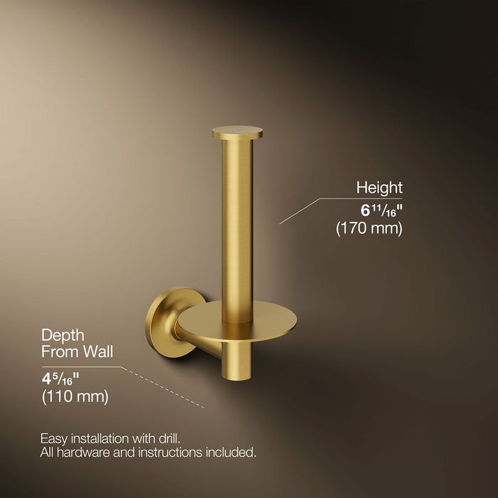 KOHLER K-14444 Purist Vertical toilet paper holder, vibrant brushed moderne brass - view 5