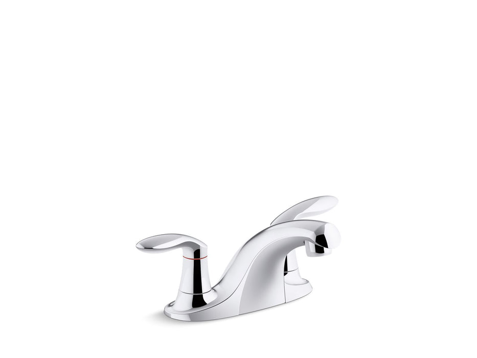 KOHLER K-15243-4RA Coralais Two-handle centerset bathroom sink faucet with grid drain, 0.5 gpm vandal-resistant aerator...