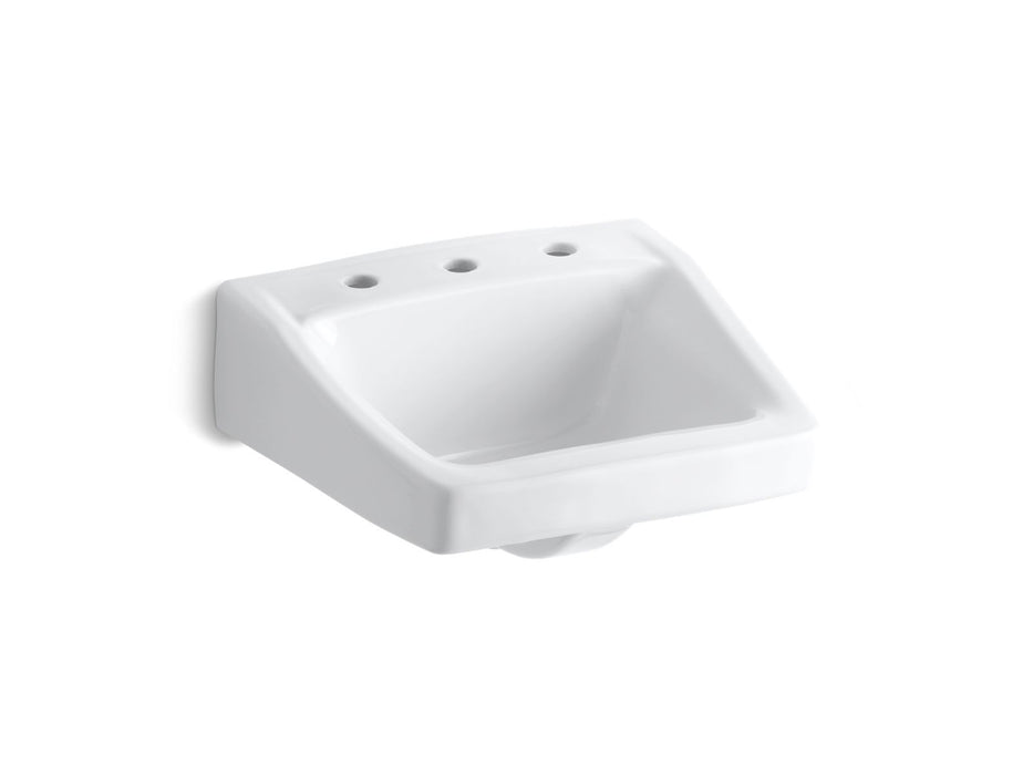 KOHLER K-1724-0 K-1724 Chesapeake 19-1/4" x 17-1/4" Wall-mount/concealed Arm Carrier Bathroom Sink with 8" Widespread...