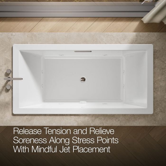 KOHLER K-1835-JH Underscore 72" x 36" drop-in heated whirlpool bath, white - view 5