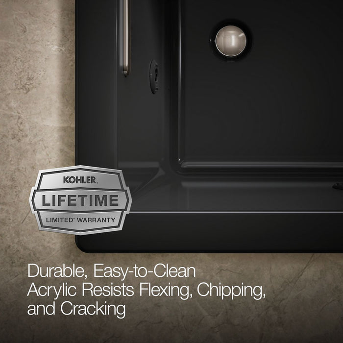 KOHLER K-1849-JH Underscore 60" x 36" drop-in heated whirlpool bath, black black - view 5