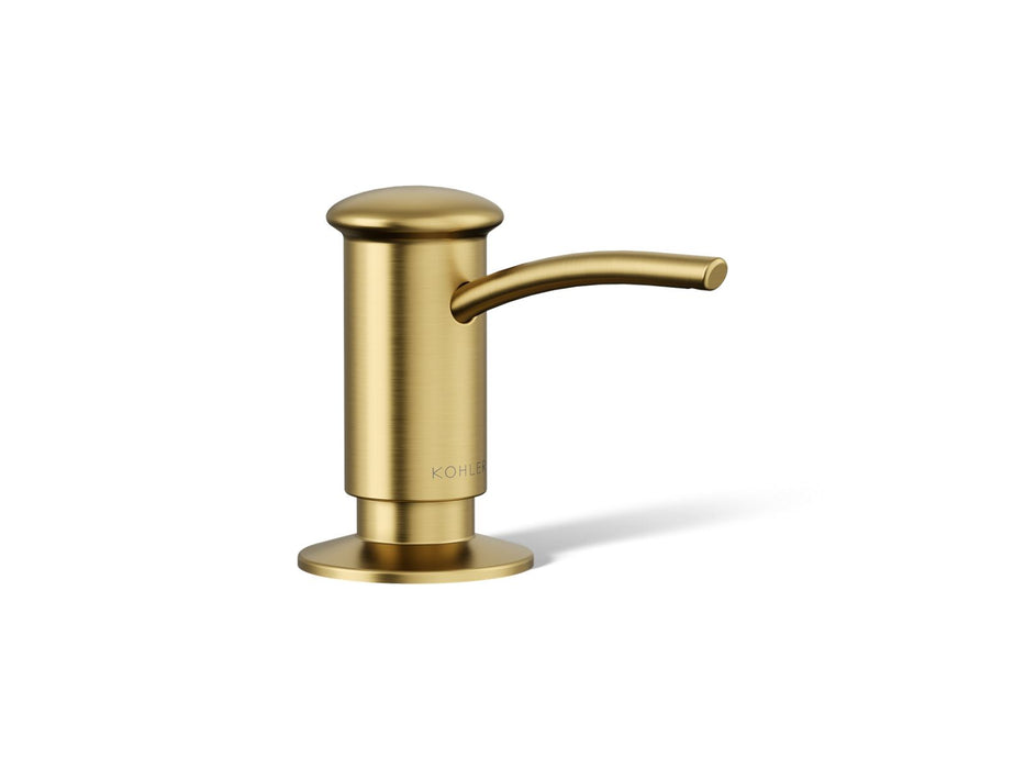KOHLER K-1895-C Contemporary Design Soap/lotion Dispenser, Vibrant Brushed Moderne Brass - 3/4 view of product