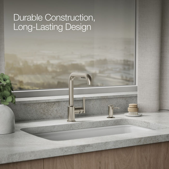 KOHLER K-1895-C Contemporary Design Soap/lotion Dispenser, Vibrant Brushed Nickel - image focused on single product story