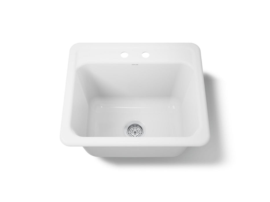 KOHLER K-19017-2 Glen Falls 25" top-/undermount single-bowl utility sink, white