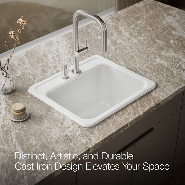 KOHLER K-19017-2 Glen Falls 25" top-/undermount single-bowl utility sink, white - view 3