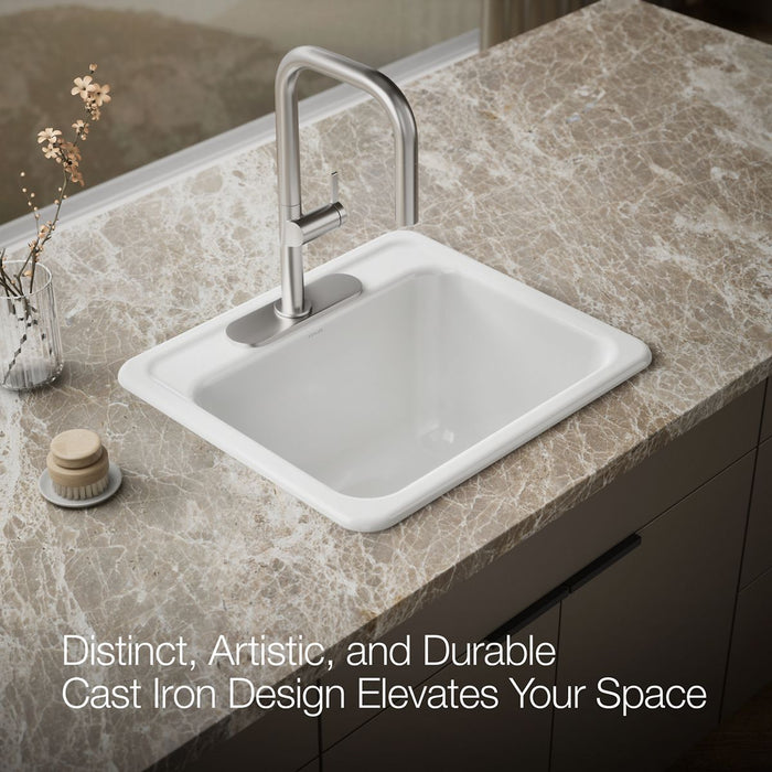 KOHLER K-19017-3 Glen Falls 25" top-/undermount single-bowl utility sink, white - view 3