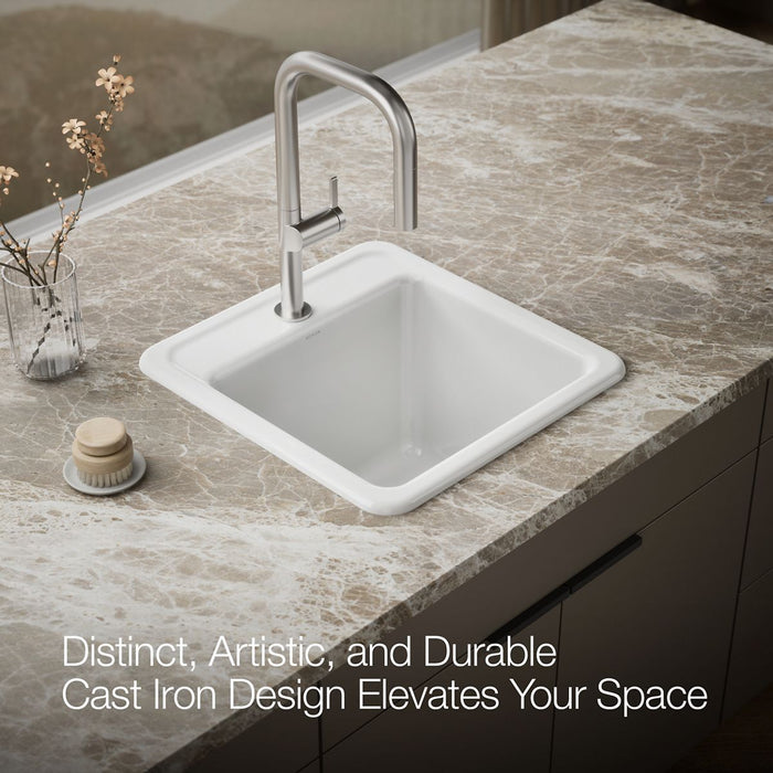 KOHLER K-19022-1 Park Falls 21" top-/undermount single-bowl utility sink, white - view 3