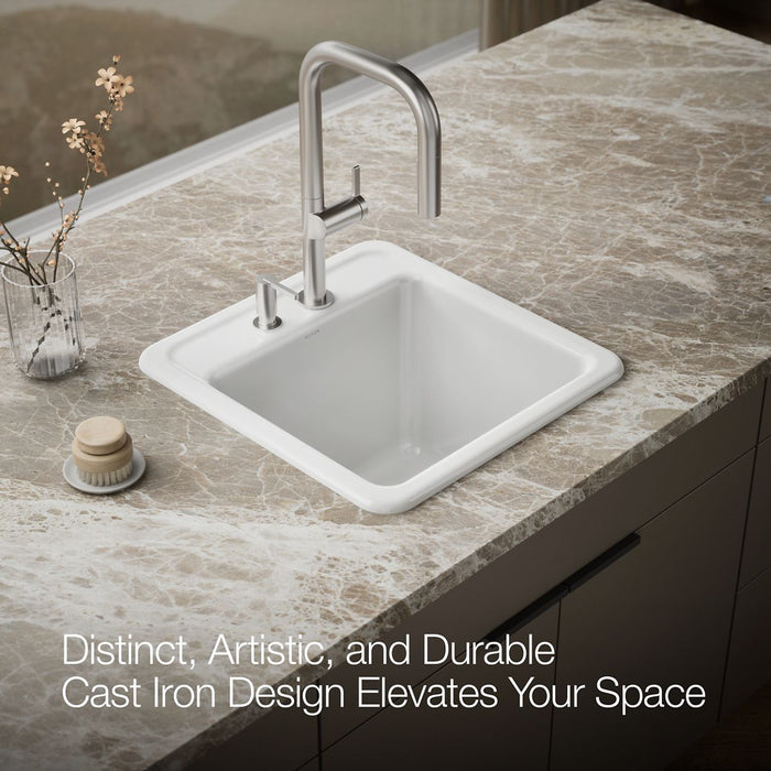 KOHLER K-19022-2 Park Falls 21" top-/undermount single-bowl utility sink, white - view 3
