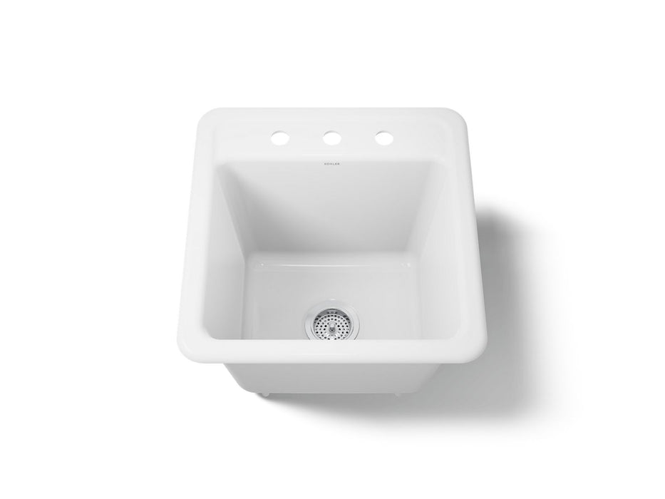 KOHLER K-19022-3 Park Falls 21" top-/undermount single-bowl utility sink, white
