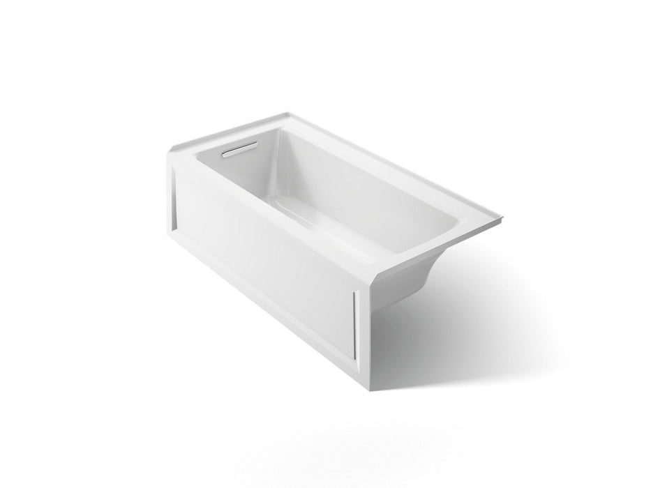 KOHLER K-1946-LAW Archer 60" x 30" alcove bath with Bask heated surface, alcove left drain, white