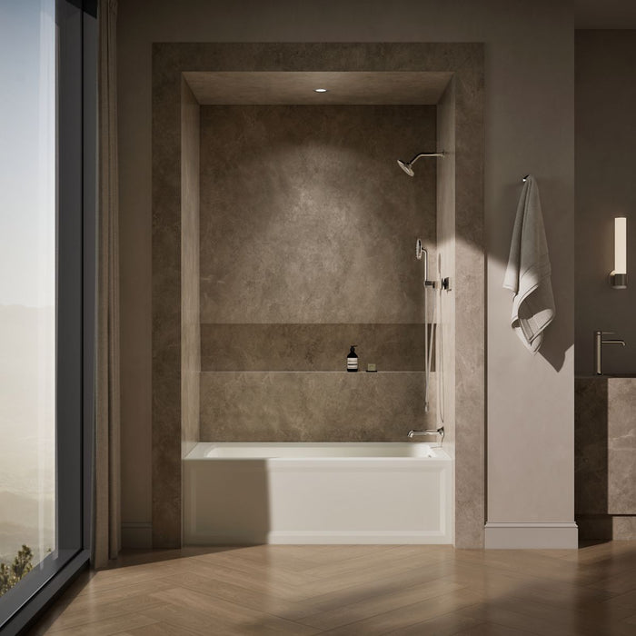 KOHLER K-1946-RAW Archer 60" x 30" alcove bath with Bask heated surface, right drain, biscuit - view 3