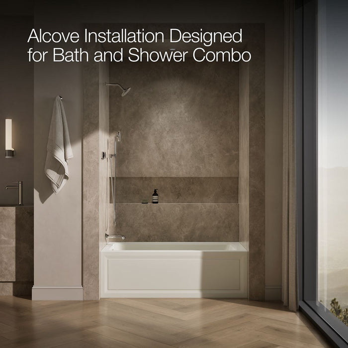 KOHLER K-1947-GHLA Archer 60" x 30" alcove Heated BubbleMassage air bath, left drain, biscuit - view 2