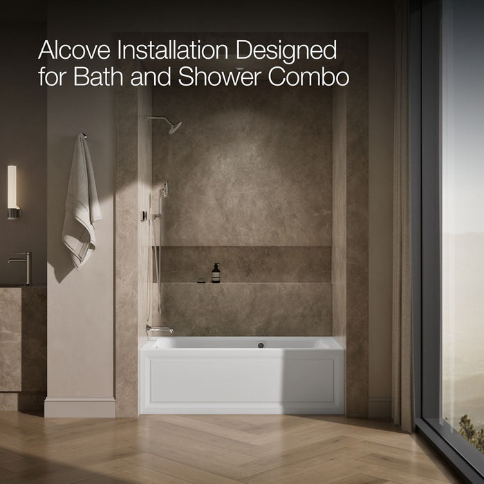 KOHLER K-1947-GHLAW Archer 60" x 30" integral apron Heated BubbleMassage air bath with Bask heated surface and left-hand...