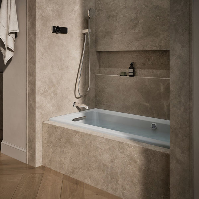 KOHLER K-1947-GHLW Archer 60" x 30" alcove Heated BubbleMassage air bath with Bask heated surface, left drain, ice grey -...