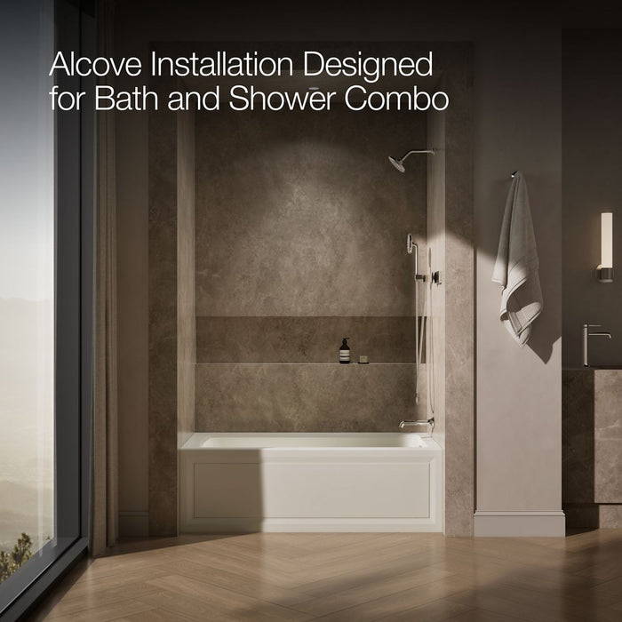 KOHLER K-1947-GHRA Archer 60" x 30" alcove Heated BubbleMassage air bath, right drain, biscuit - view 2