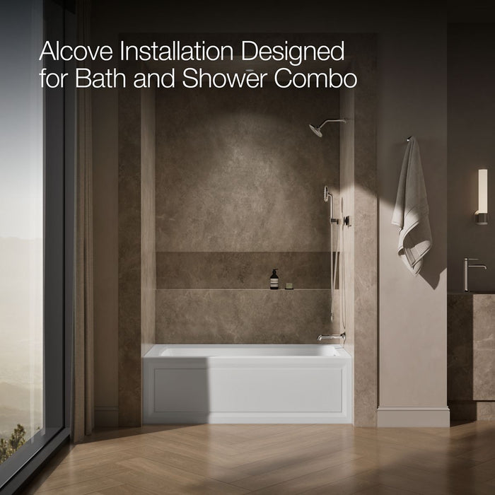 KOHLER K-1947-GHRA Archer 60" x 30" alcove Heated BubbleMassage air bath, right drain, white - view 2