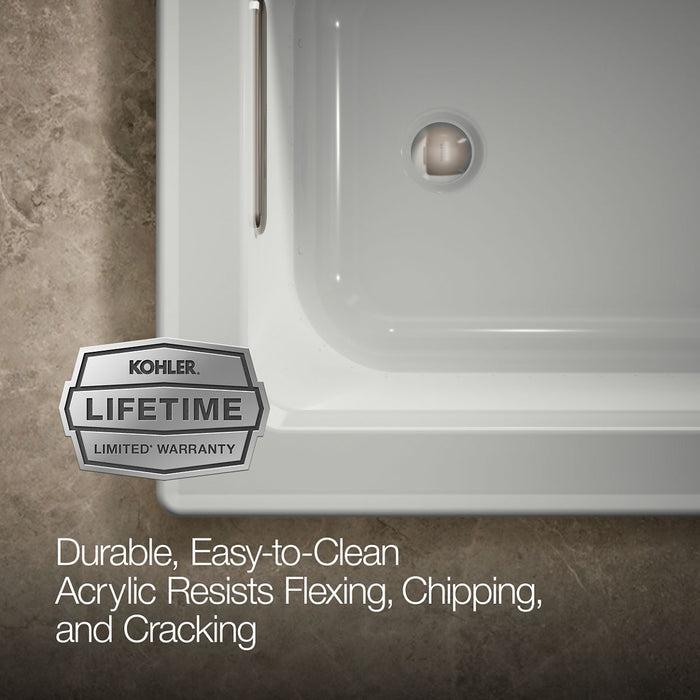 KOHLER K-1947-GHW Archer 60" x 30" drop-in Heated BubbleMassage air bath with Bask heated surface, ice grey - view 5