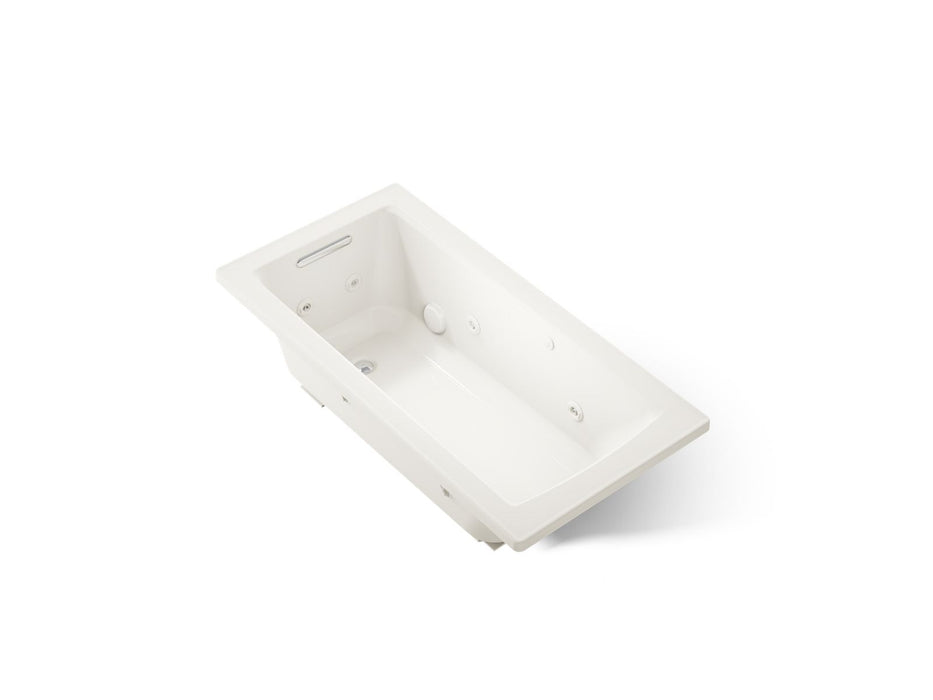 KOHLER K-1947-H Archer 60" x 30" drop-in whirlpool bath with heat and ComForte Depth design, biscuit