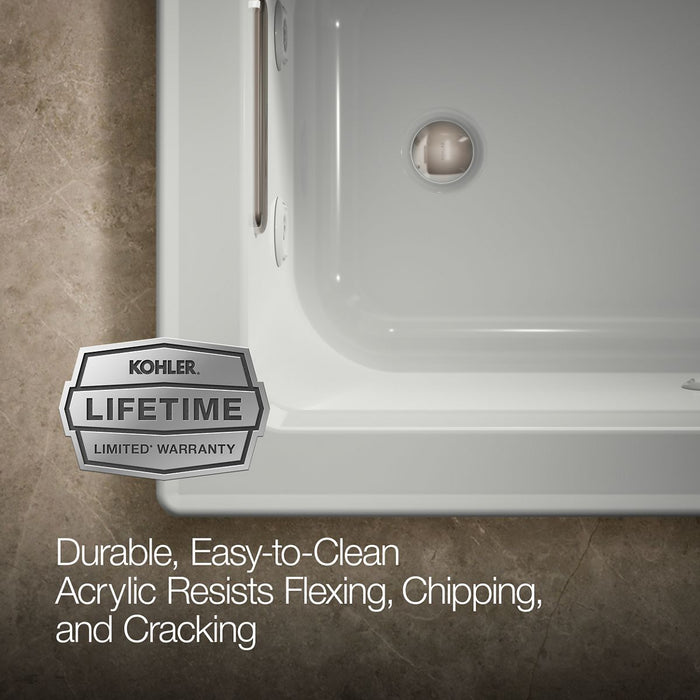 KOHLER K-1947-H Archer 60" x 30" drop-in whirlpool bath with heat and ComForte Depth design, ice grey - view 5