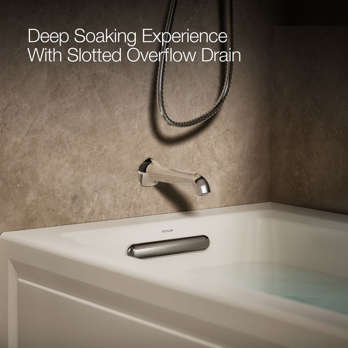 KOHLER K-1947-HLA Archer 60" x 30" alcove heated whirlpool bath, left drain, biscuit - view 4